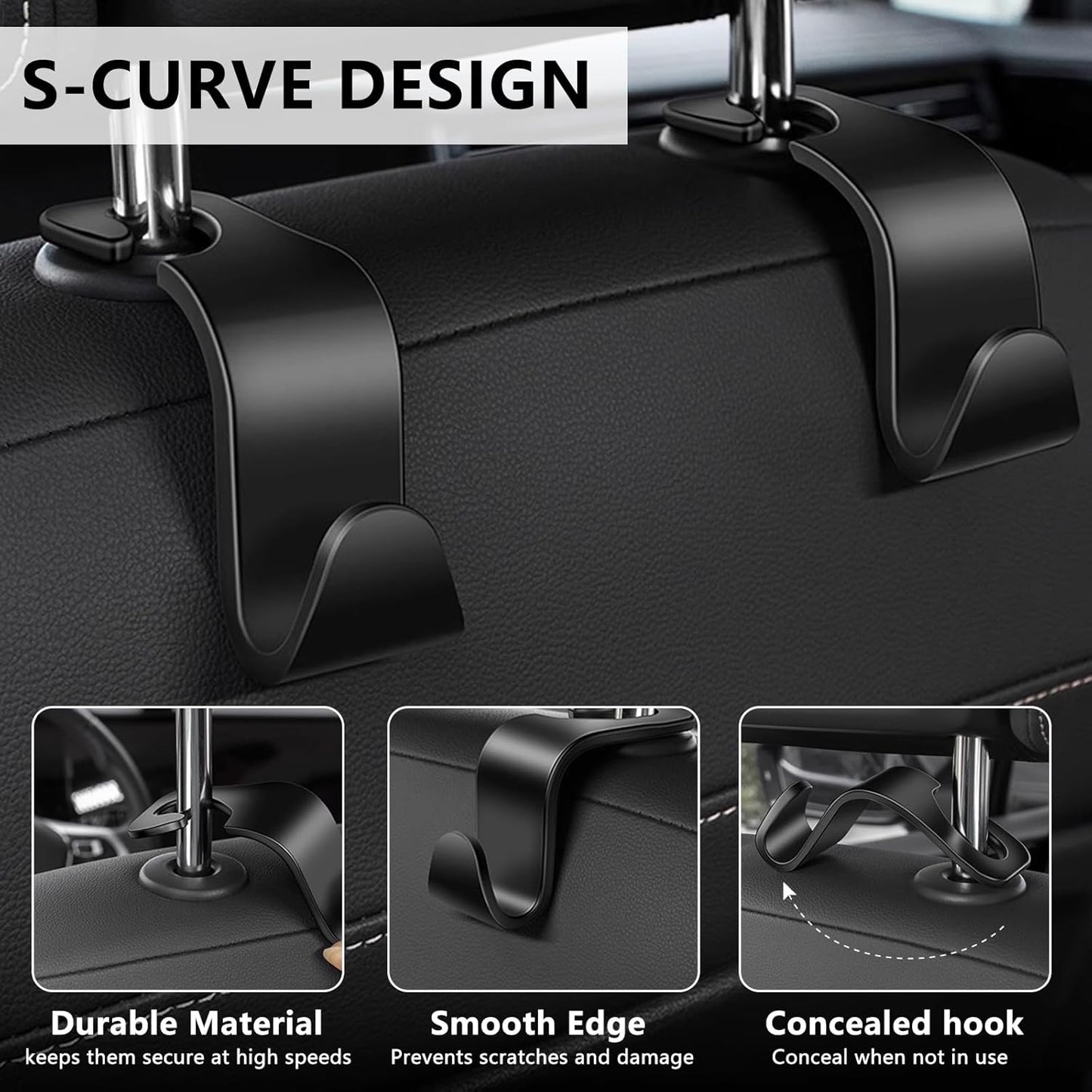 4-Pack Car Seat Back Storage Hook