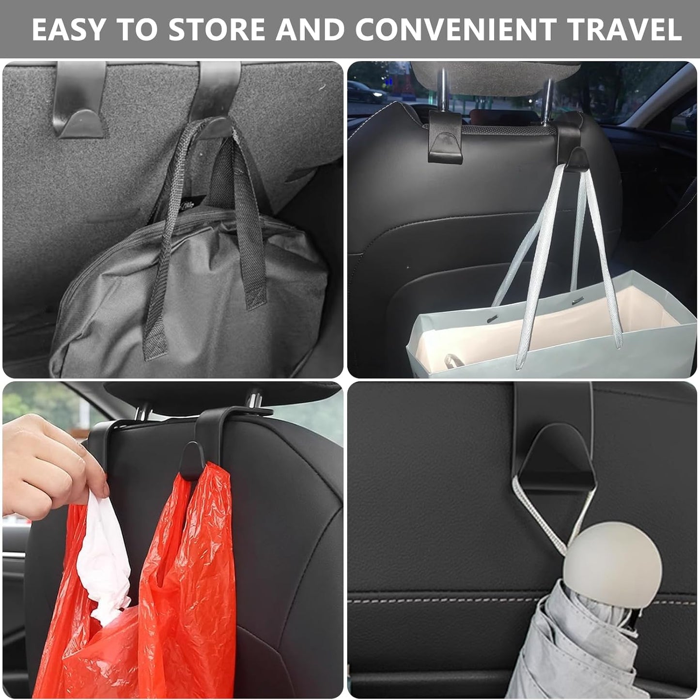 4-Pack Car Seat Back Storage Hook
