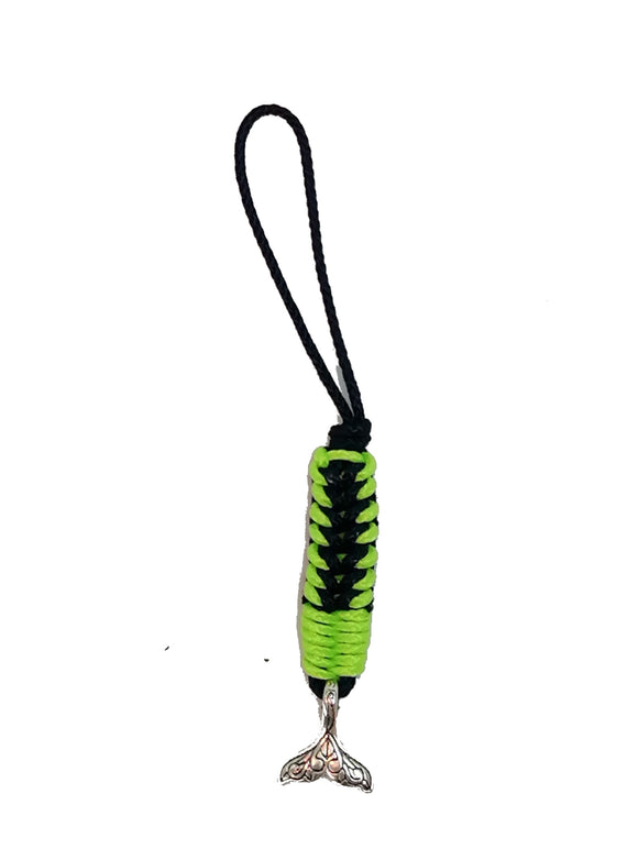 SEA TAIL ZIPPER PULL HANDMADE FROM PARACORD (BLACK-NEON)