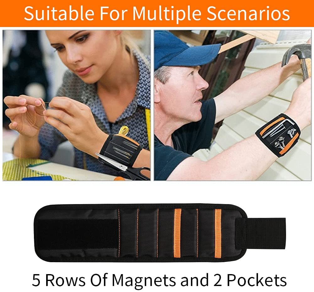 Binyatools Magnetic Wristband with Super Strong Magnets Holding Screws. Nails. D