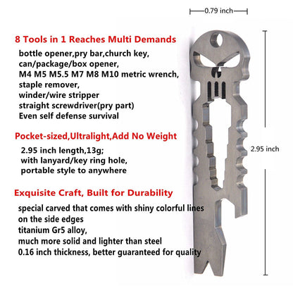 (Silver)Skull Survival Pocket Tool Key - أداة متعددة الاستخدام