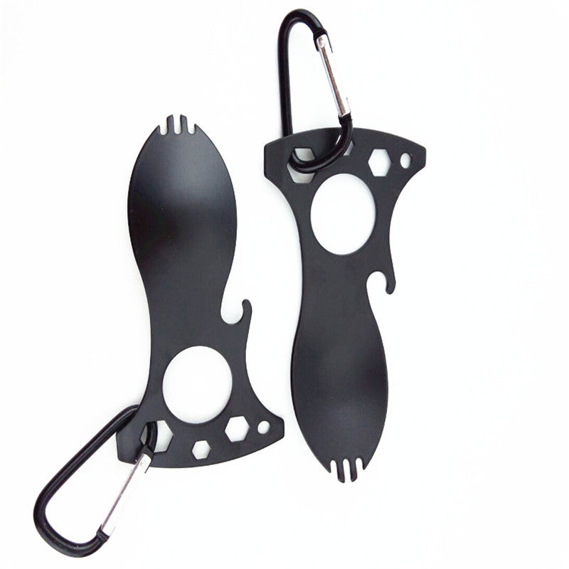 7 في 1 متعددة المهام باللون الأسود EDC Spork 